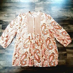 Liz Claiborne sz Large button front Paisley blouse